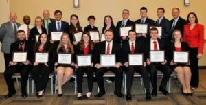 Earning first place honors at the 2017 North American Intercollegiate Dairy Challenge® were teams from Cornell University, North Carolina State University, University of Minnesota, and Virginia Tech.  First Row Row (L-R): Jared Robbins, Aimee Sink, Amanda Smith and Melissa Helms (all of NC State); Andrew Krause, Fredrick Mansfield, Lance Sexton and Johanna Knorr (all from University of Minnesota). Second Row Row (L-R): Dr Alex White, Virginia Tech coach; Kas Ingawa, NC State coach; Whitney Bowman, Virginia Tech; Dr. Steve Washburn, NC State coach; Daniel Comyn, Virginia Tech; Linda Beckett and Mary-Katherine Jones from Virginia Tech; Lauren Hill, Clyde Sammons, Jamie St. Pierre and Grant Feldpausch (all from Cornell); Dr. Mike Van Amburgh, Coach at Cornell University; Dr. Marcia Endres, Coach at University of Minnesota.